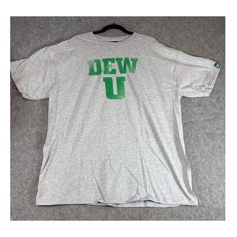 Mountain Dew Shirt Mens Gray Graphic Dew U Promo Soda Short Sleeve Tee Y2K XL